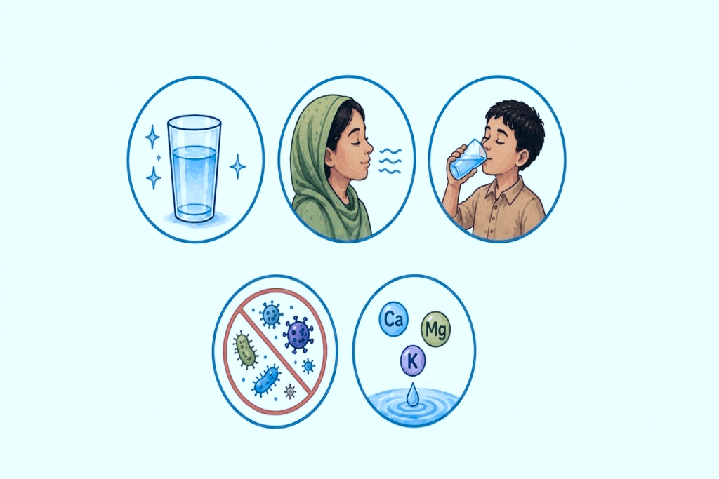 Icons for the five safe drinking water standards