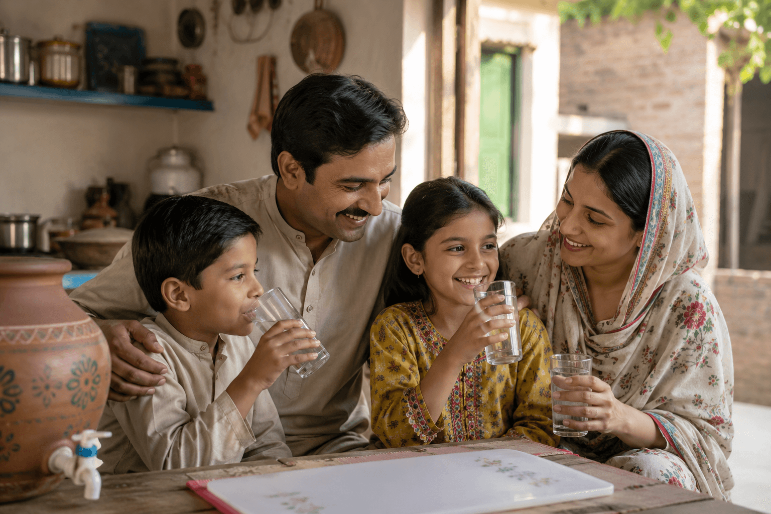 A child drinking clean water